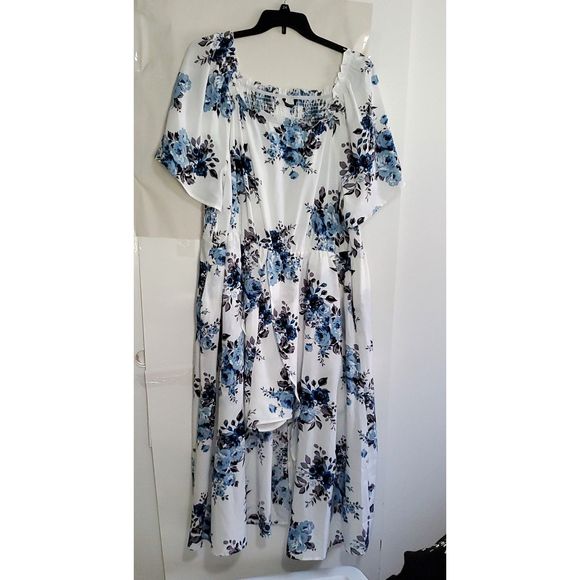Bloomchick Women's Plus Dress/Skorts Romper Spring Outfit Blue Floral Size 26 - Picture 1 of 13